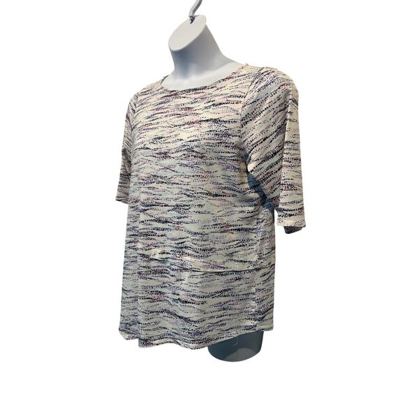 Pure J.Jill Top White Asymmetric Hem Half Sleeve Tunic Tee White Measures Large - Picture 8 of 13